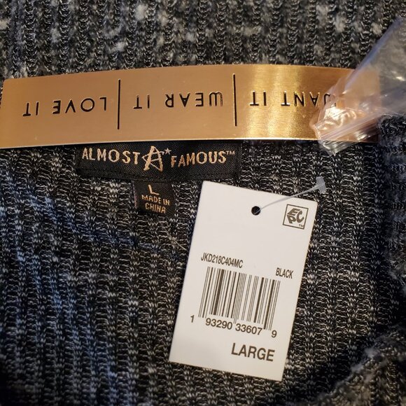 Almost Famous Juniors Grey Vneck Cardigan L - Picture 8 of 8